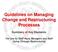 Guidelines on Managing Change and Restructuring Processes Summary of Key Elements