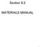 Section 9.2 MATERIALS MANUAL
