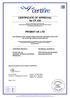 CERTIFICATE OF APPROVAL No CF 429 PROMAT UK LTD