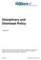 Disciplinary and Dismissal Policy