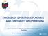 EMERGENCY OPERATIONS PLANNING AND CONTINUITY OF OPERATIONS