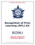Recognition of Prior Learning (RPL) Kit