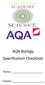 AQA Biology Specification Checklists. Name: Teacher: