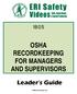 OSHA RECORDKEEPING FOR MANAGERS AND SUPERVISORS