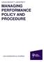 MANAGING PERFORMANCE POLICY AND PROCEDURE