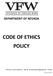 CODE OF ETHICS POLICY