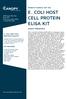 E. COLI HOST CELL PROTEIN ELISA KIT ASSAY PRINCIPLE PRODUCT MANUAL HCP-002 E. COLI HOST CELL PROTEIN ELISA KIT KIT INCLUDES