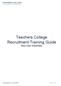 Teachers College Recruitment Training Guide New User Essentials