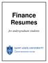 Finance Resumes. for undergraduate students
