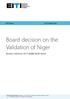 Board decision on the Validation of Niger