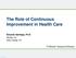 The Role of Continuous Improvement in Health Care