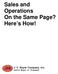 Sales and Operations On the Same Page? Here s How!