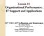 Lesson 01 Organizational Performance: IT Support and Applications