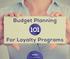 Budget Planning. For Loyalty Programs.