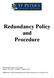 Redundancy Policy and Procedure