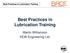 Best Practices in Lubrication Training Best Practices in Lubrication Training