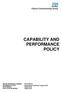 CAPABILITY AND PERFORMANCE POLICY