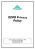 GDPR Privacy Policy Responsible: General Manager - DPO Last Review: May 2018 Next Review: May 2020