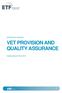 STRATEGIC PROJECT VET PROVISION AND QUALITY ASSURANCE