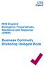 NHS England Emergency Preparedness, Resilience and Response (EPRR) Business Continuity Workshop Delegate Book