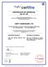 CERTIFICATE OF APPROVAL No CF 735 UNITY HARDWARE LTD