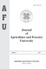 F U. Journal of. Agriculture and Forestry University. Volume Rampur, Chitwan