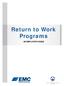 Return to Work Programs AN EMPLOYER S GUIDE