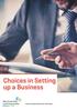 Choices in Setting up a Business