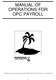 MANUAL OF OPERATIONS FOR OPC PAYROLL