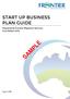 START UP BUSINESS PLAN GUIDE. Prepared by Frontier Migration Services. First Edition SAMPLE. Page 1 of 53