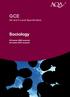 GCE. Sociology. AS and A Level Specification. AS exams 2009 onwards A2 exams 2010 onwards
