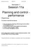 Semester 1 Session 11a Planning and control - performance Objectives
