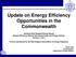 Update on Energy Efficiency Opportunities in the Commonwealth