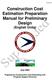 Construction Cost Estimation Preparation Manual for Preliminary Design (English Units)