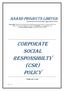 CORPORATE SOCIAL RESPONSIBILTY (CSR) POLICY