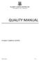 QUALITY MANUAL PLASSEY CAMPUS CENTRE. Quality Manual Rev. 1