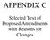 APPENDIX C. Selected Text of Proposed Amendments with Reasons for Changes