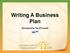 Writing A Business Plan. Developed by Tim O Connell