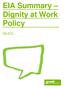 EIA Summary Dignity at Work Policy. May 2010