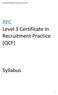 REC Level 3 Certificate in Recruitment Practice (QCF)