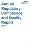 Annual Regulatory Compliance and Quality Report