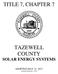 TITLE 7, CHAPTER 7 TAZEWELL COUNTY SOLAR ENERGY SYSTEMS