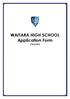 WAITARA HIGH SCHOOL Application Form. (Teacher)