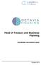 Head of Treasury and Business Planning. Candidate recruitment pack