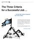 The Three Criteria for a Successful Job...
