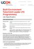Built Environment Tutor/Unit Leader (FE Programmes)