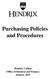 Purchasing Policies and Procedures