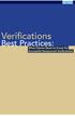 Verifications. Best Practices: What Clients Need to Know for Successful Outsourced Verifications