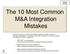 The 10 Most Common M&A Integration Mistakes