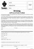 Driving APPLICATION FORM